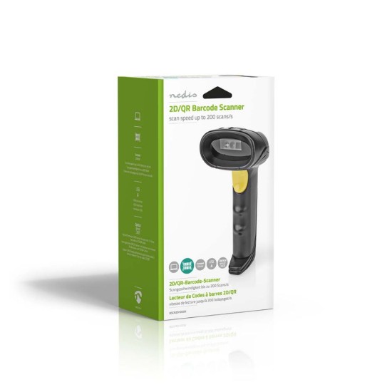 Nedis Scanner Χειρός Ενσύρματο με Δυνατότητα Ανάγνωσης 1D Barcodes (BSCN2D100BK) (NEDBSCN2D100BK)
