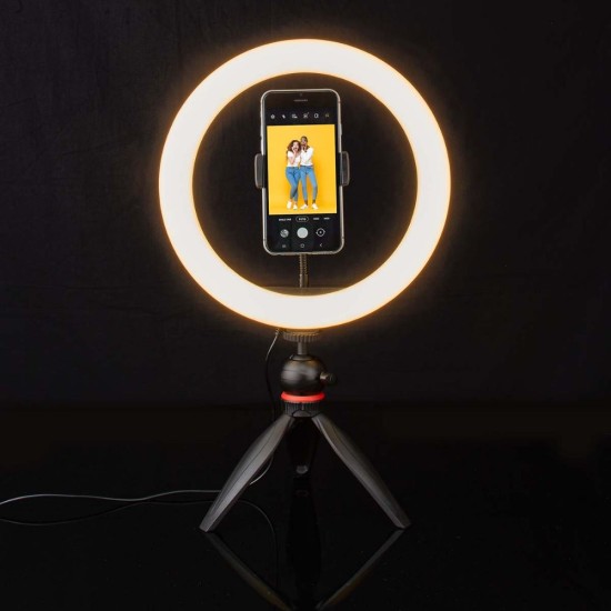 Nedis Ring Light 26cm 2700-6700K με Επιτραπέζιο Τρίποδο και Βάση για Κινητό (RLSTND100BK) (NEDRLSTND100BK)