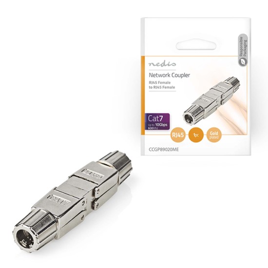 NEDIS CCGP89020ME NETWORK COUPLER CAT7 SHIELDED RJ45 FEMALE - RJ45 FEMALE METAL