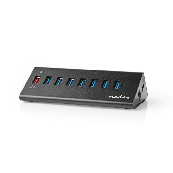 Nedis USB 3.0 Hub 8 Θυρών με σύνδεση USB-A & Θύρα Φόρτισης και Εξωτερική Παροχή Ρεύματος (UHUBUP3810BK) (NEDUHUBUP3810BK)